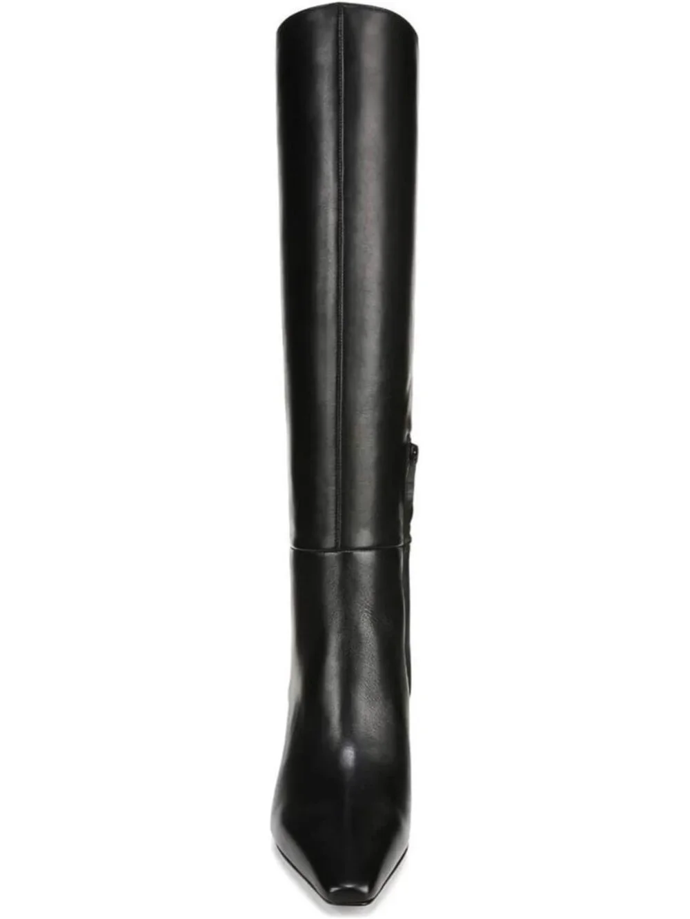 Women's Black Closed Pointed Toe Chunky Heel Side Zipper Dress Knee High Boots